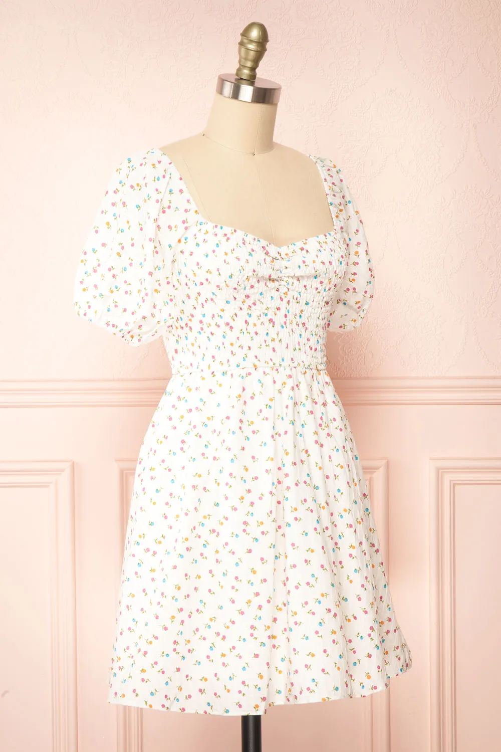 Theodora | Floral Babydoll Dress w/ Sweetheart Neckline