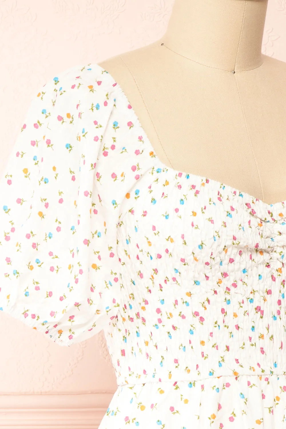 Theodora | Floral Babydoll Dress w/ Sweetheart Neckline