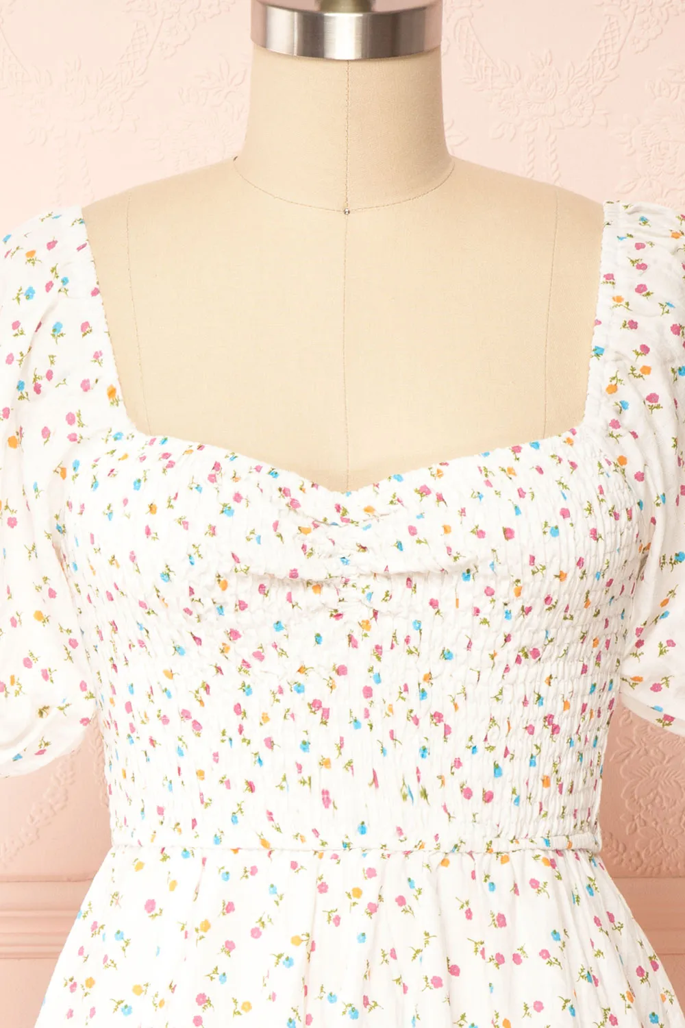 Theodora | Floral Babydoll Dress w/ Sweetheart Neckline