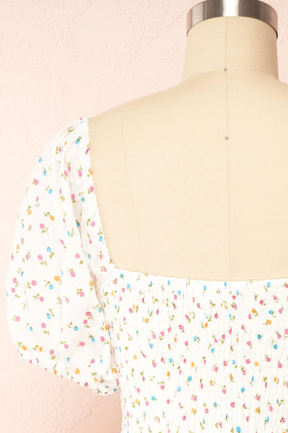 Theodora | Floral Babydoll Dress w/ Sweetheart Neckline
