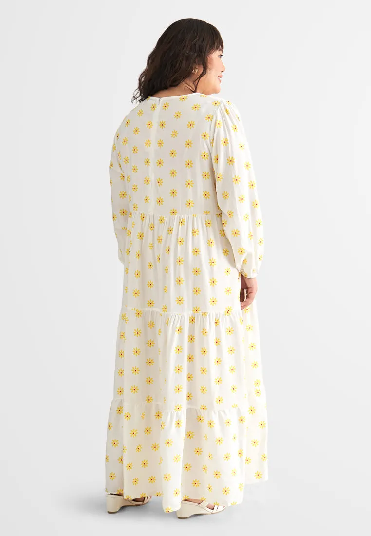Tierra Printed Tiered Vacation Dress
