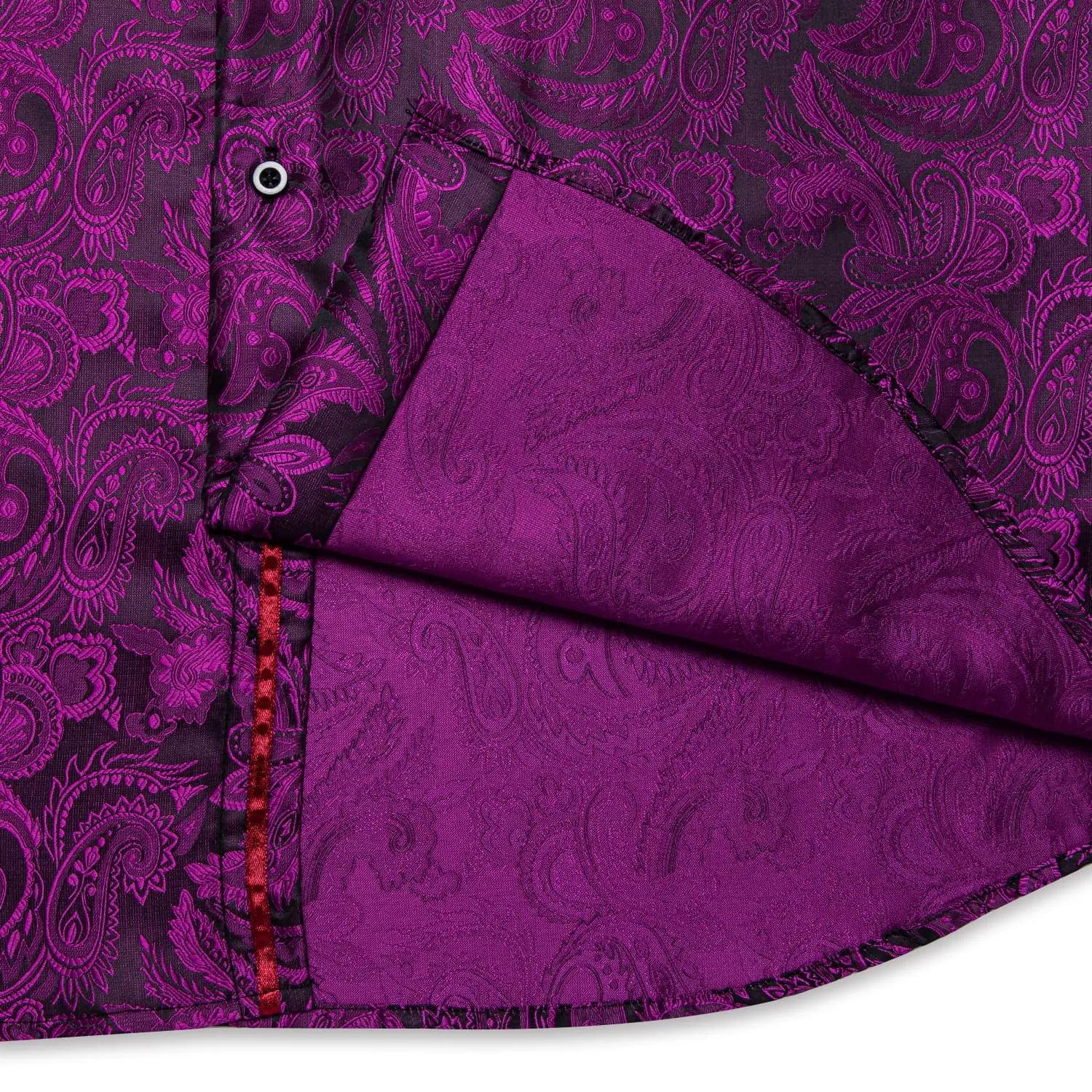 Ties2you Button Down Shirt Deep Purple Paisley Long Sleeve Dress Shirts for Men
