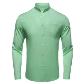 Ties2you Button Down Shirt Mint Green Solid Men's Long Sleeve Business Dress Shirt