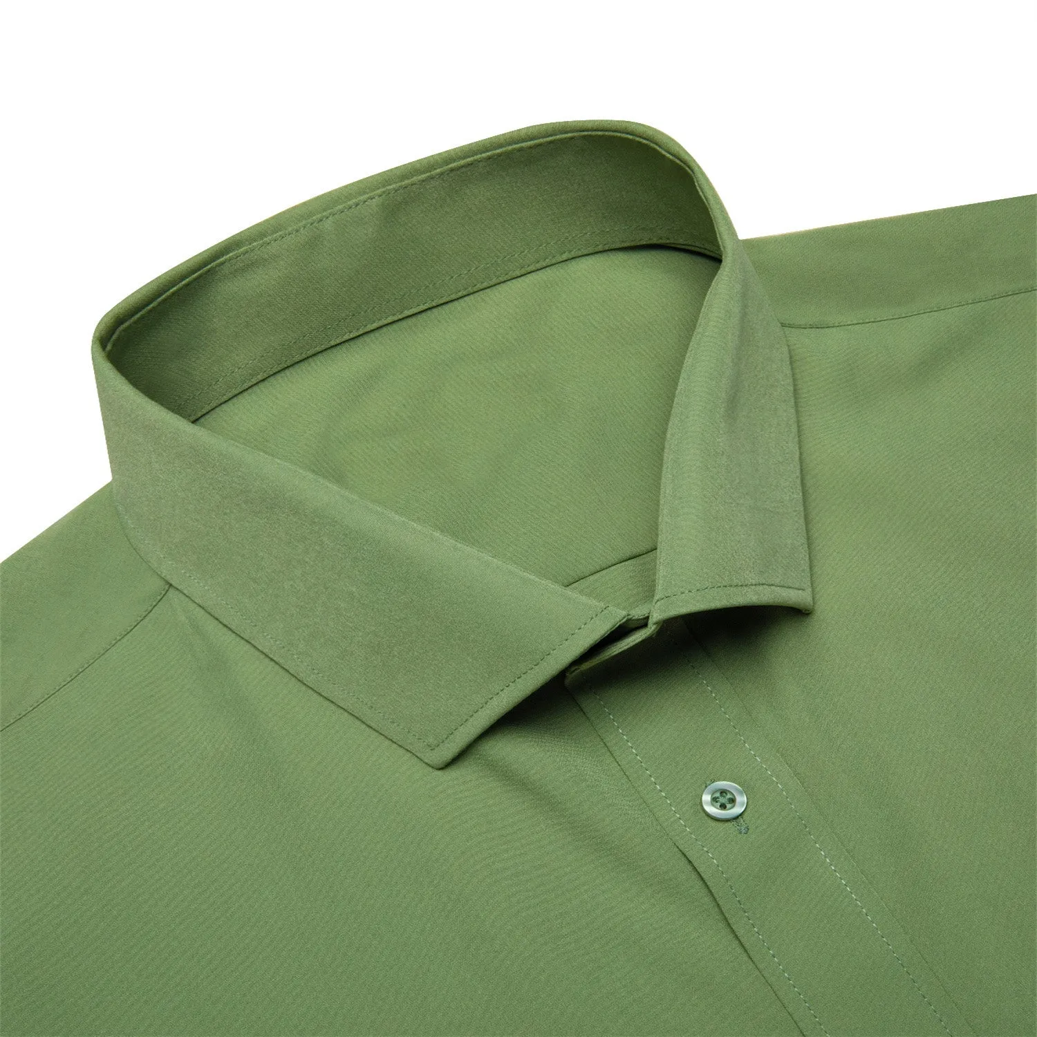 Ties2you Button Down Shirt Sea Green Solid Men's Silk Long Sleeve Shirt