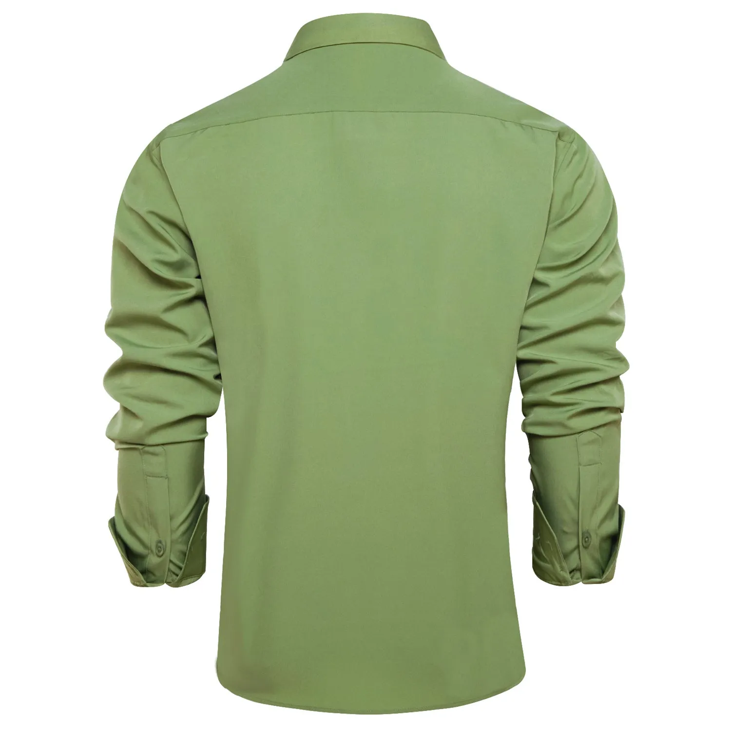 Ties2you Button Down Shirt Sea Green Solid Men's Silk Long Sleeve Shirt