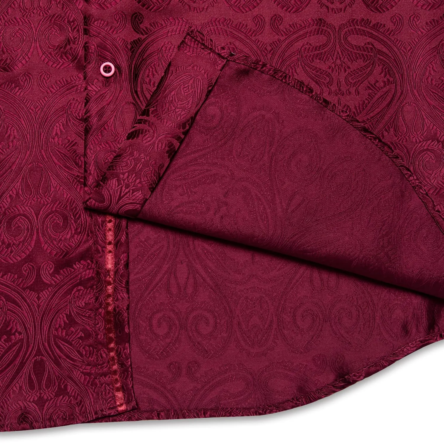 Ties2you Button Up Shirt Burgundy Paisley Long Sleeve Business Dress Shirts for Men