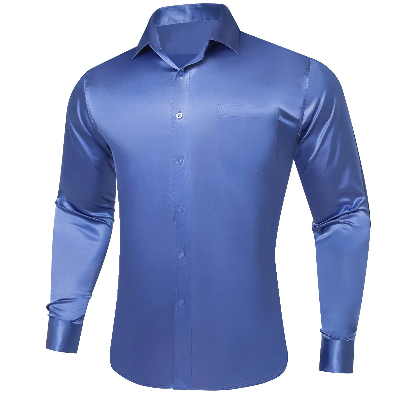 Ties2you Button Up Shirt Design Cobalt Blue Solid Long Sleeve Tuxedo Shirt for Men
