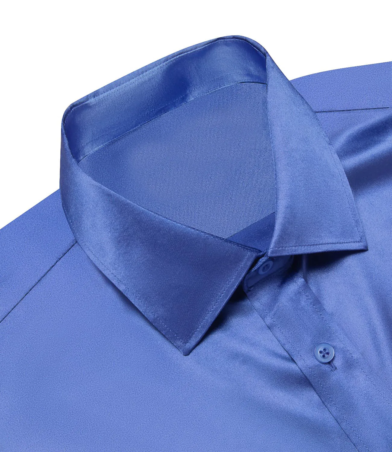 Ties2you Button Up Shirt Design Cobalt Blue Solid Long Sleeve Tuxedo Shirt for Men