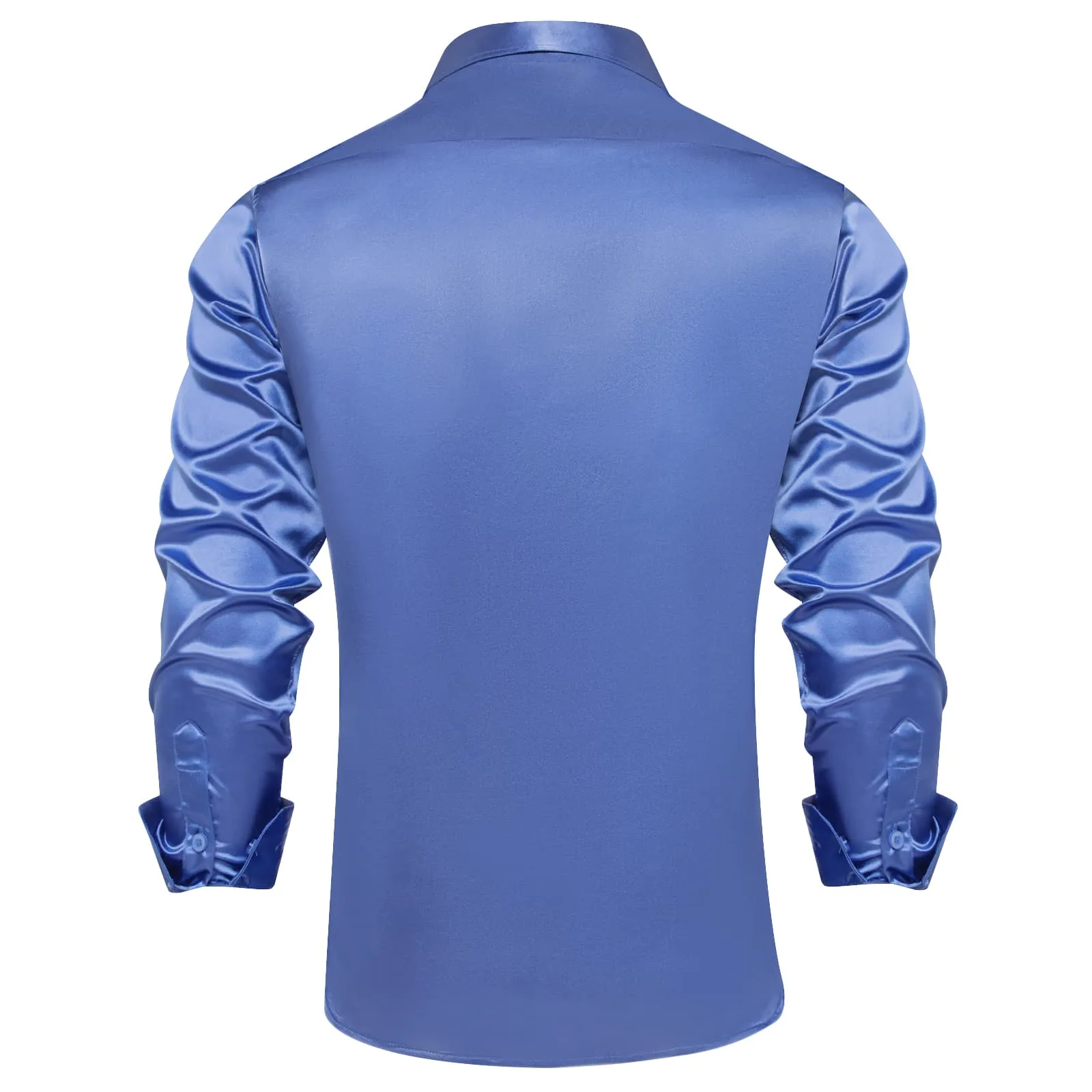 Ties2you Button Up Shirt Design Cobalt Blue Solid Long Sleeve Tuxedo Shirt for Men