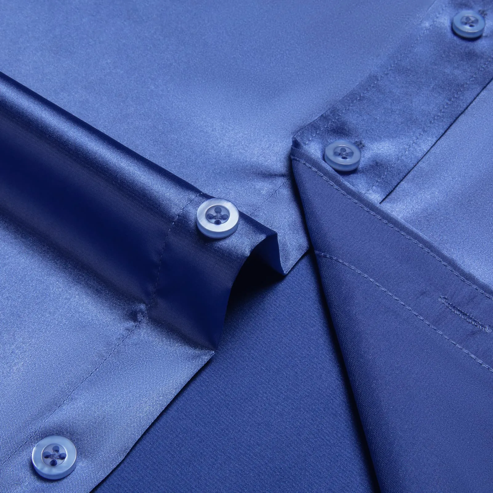 Ties2you Button Up Shirt Design Cobalt Blue Solid Long Sleeve Tuxedo Shirt for Men