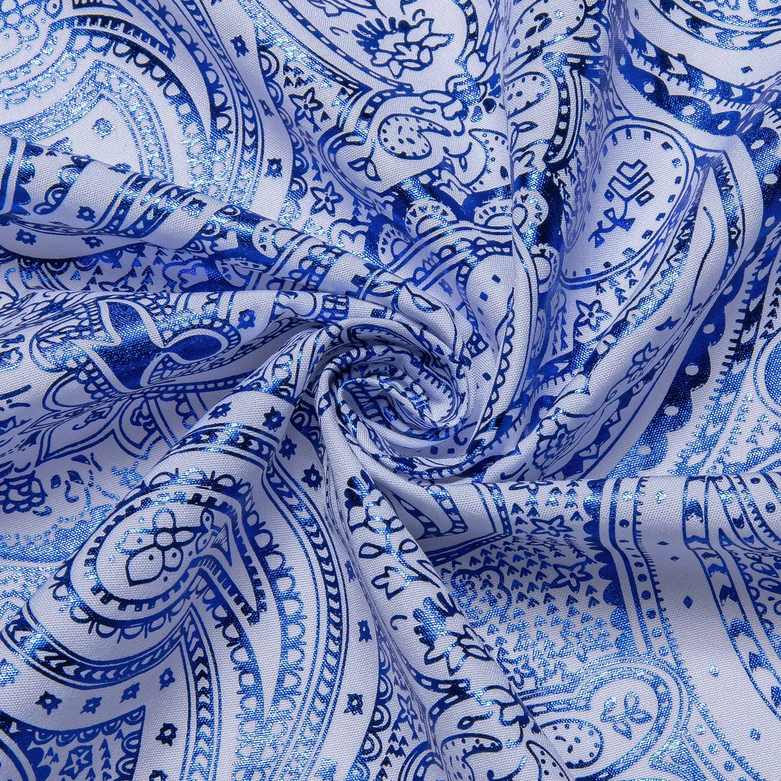 Ties2you Dress Shirt Blue Paisley Hot Stamping Long Sleeve Mens Shirt