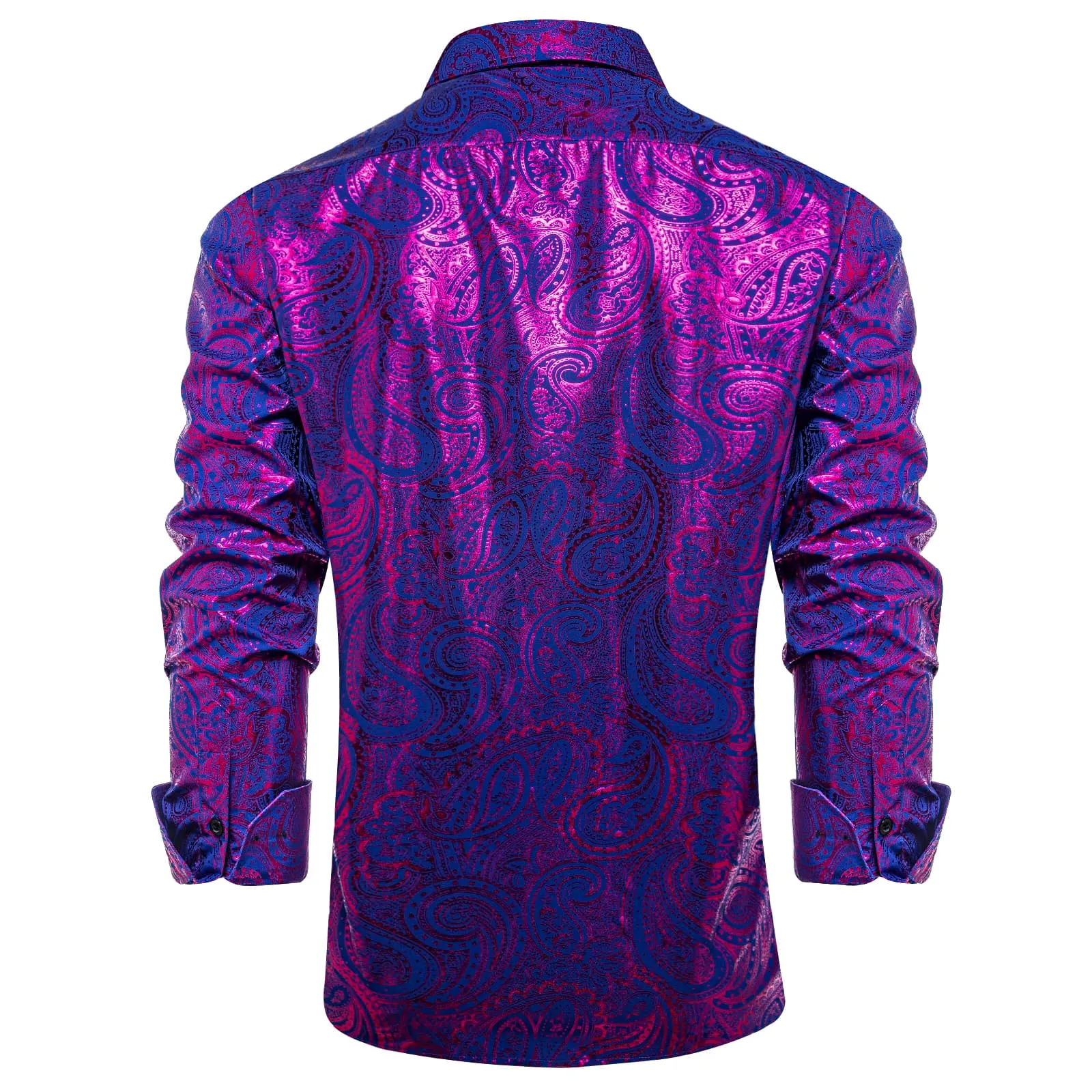 Ties2you Dress Shirt Purple Blue Paisley Hot Stamping Long Sleeve Mens Shirt