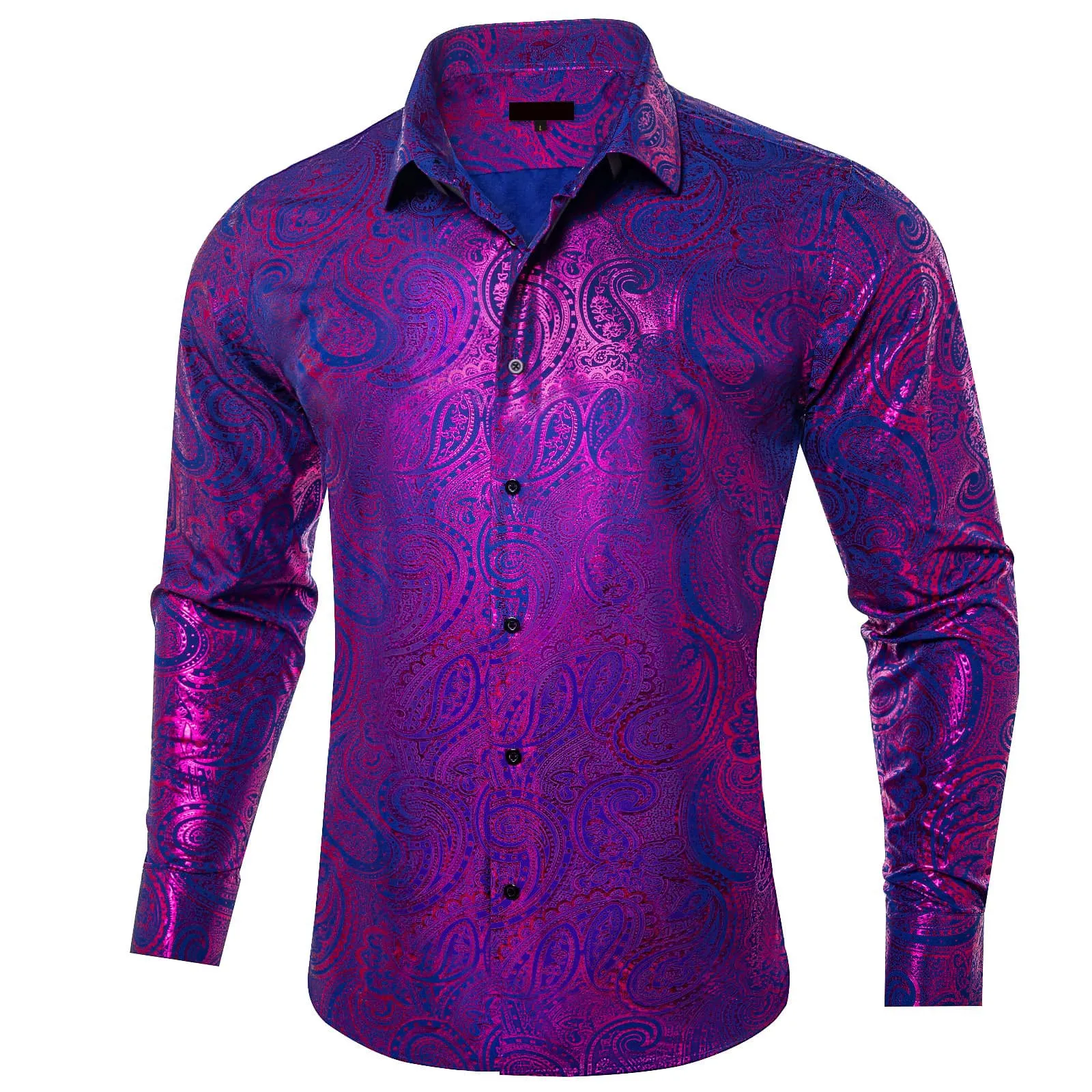 Ties2you Dress Shirt Purple Blue Paisley Hot Stamping Long Sleeve Mens Shirt