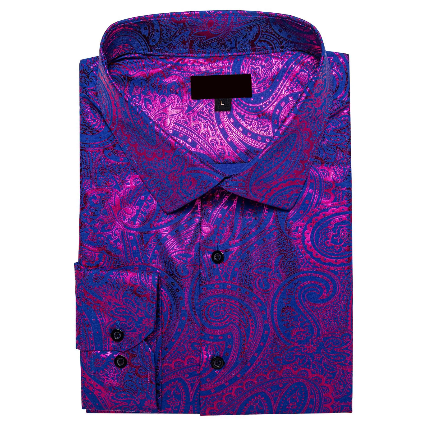 Ties2you Dress Shirt Purple Blue Paisley Hot Stamping Long Sleeve Mens Shirt