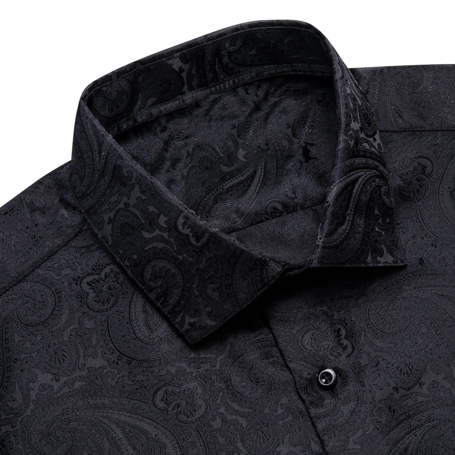 Ties2you Long Sleeve Shirt Black Paisley Silk Men's Shirt