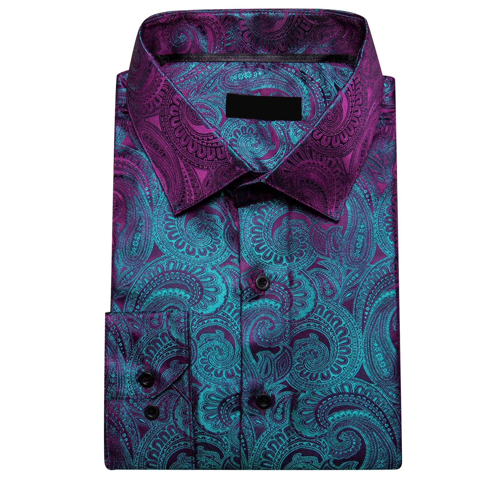 Ties2you Work Shirt Purple Teal Paisley Silk Mens Button Down Long Sleeve Dress Shirt Top
