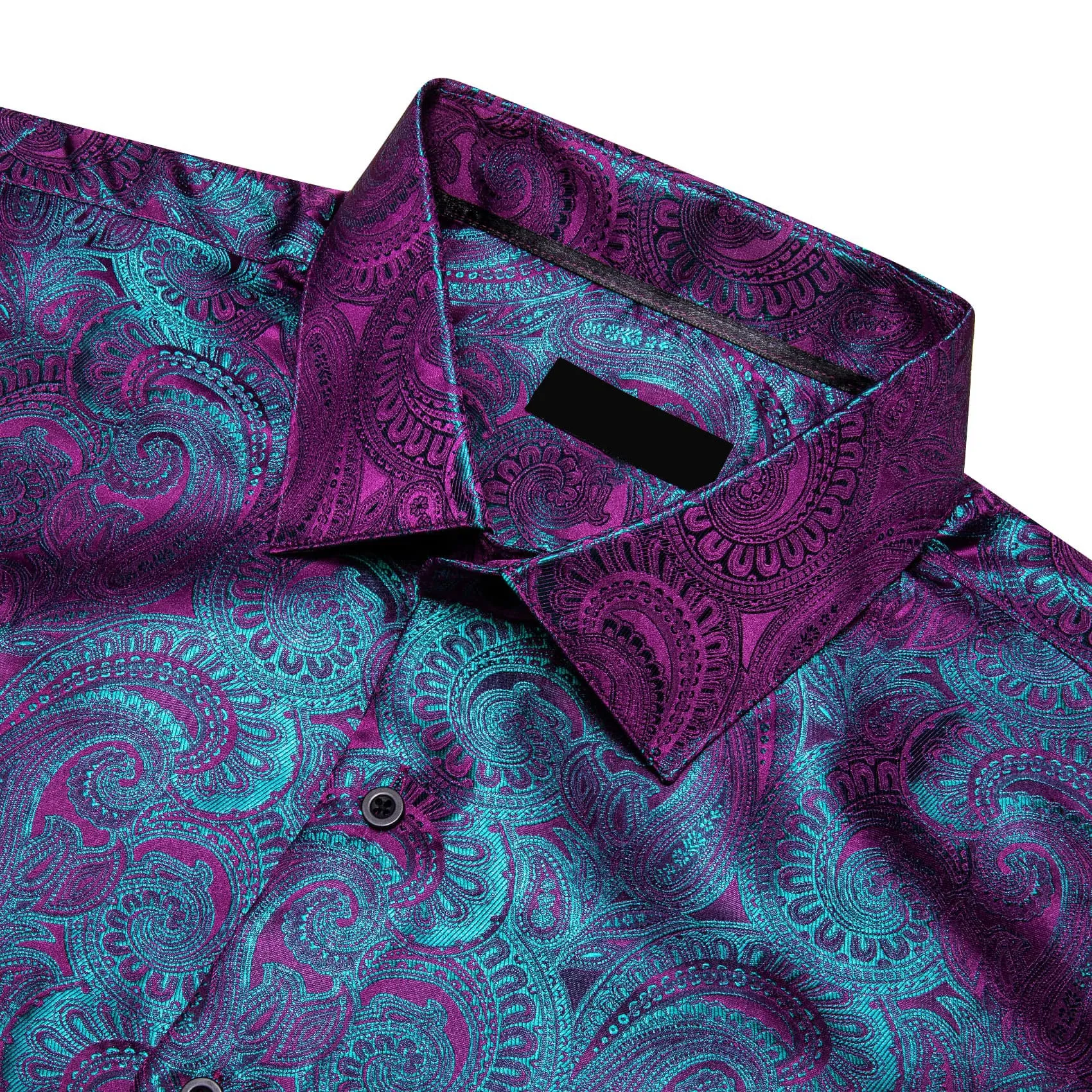 Ties2you Work Shirt Purple Teal Paisley Silk Mens Button Down Long Sleeve Dress Shirt Top