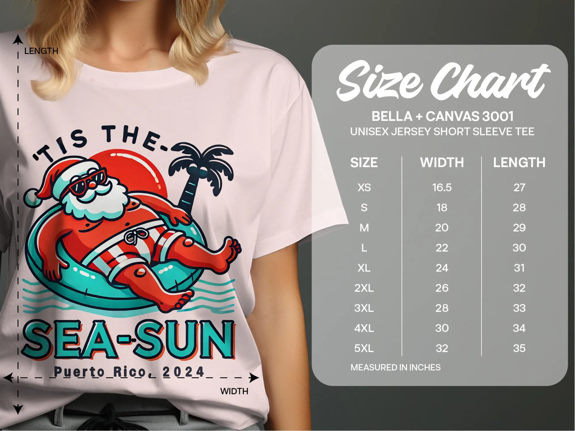 Tis the Sea-Sun, Custom Christmas Holidays 2024, Personalized Santa Vacation Unisex T-Shirts