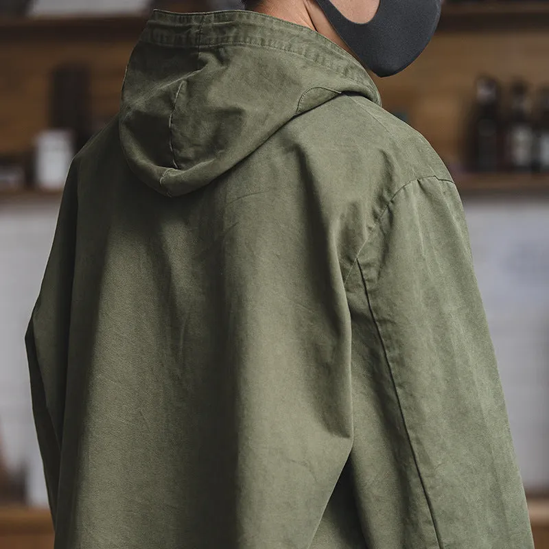 USN Wet Weather Parka Vintage Deck Jacket Pullover Lace Up WW2 Uniform Mens Navy Military Hooded Jacket Outwear