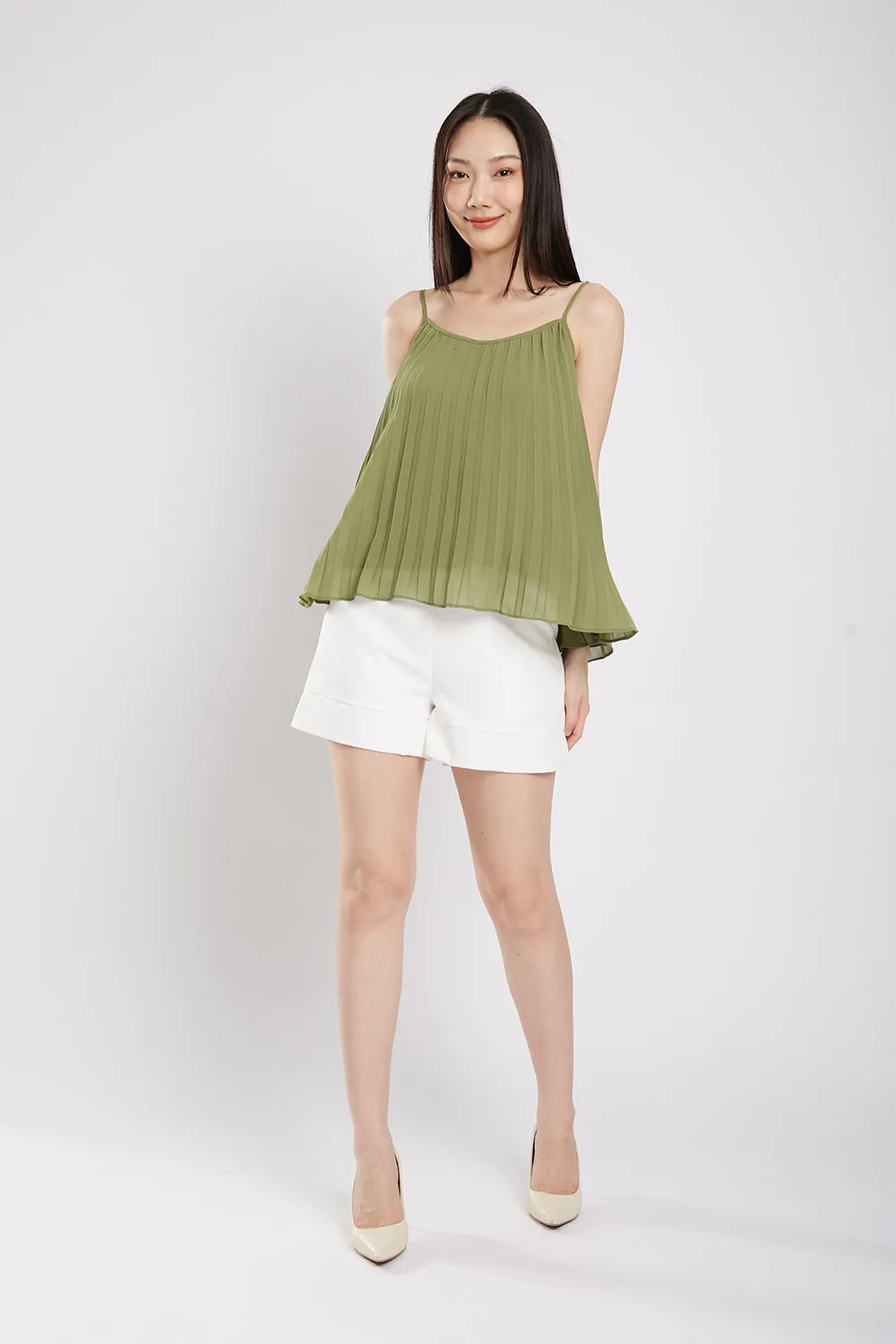 Valeria Pleat Top in Alamosa Green