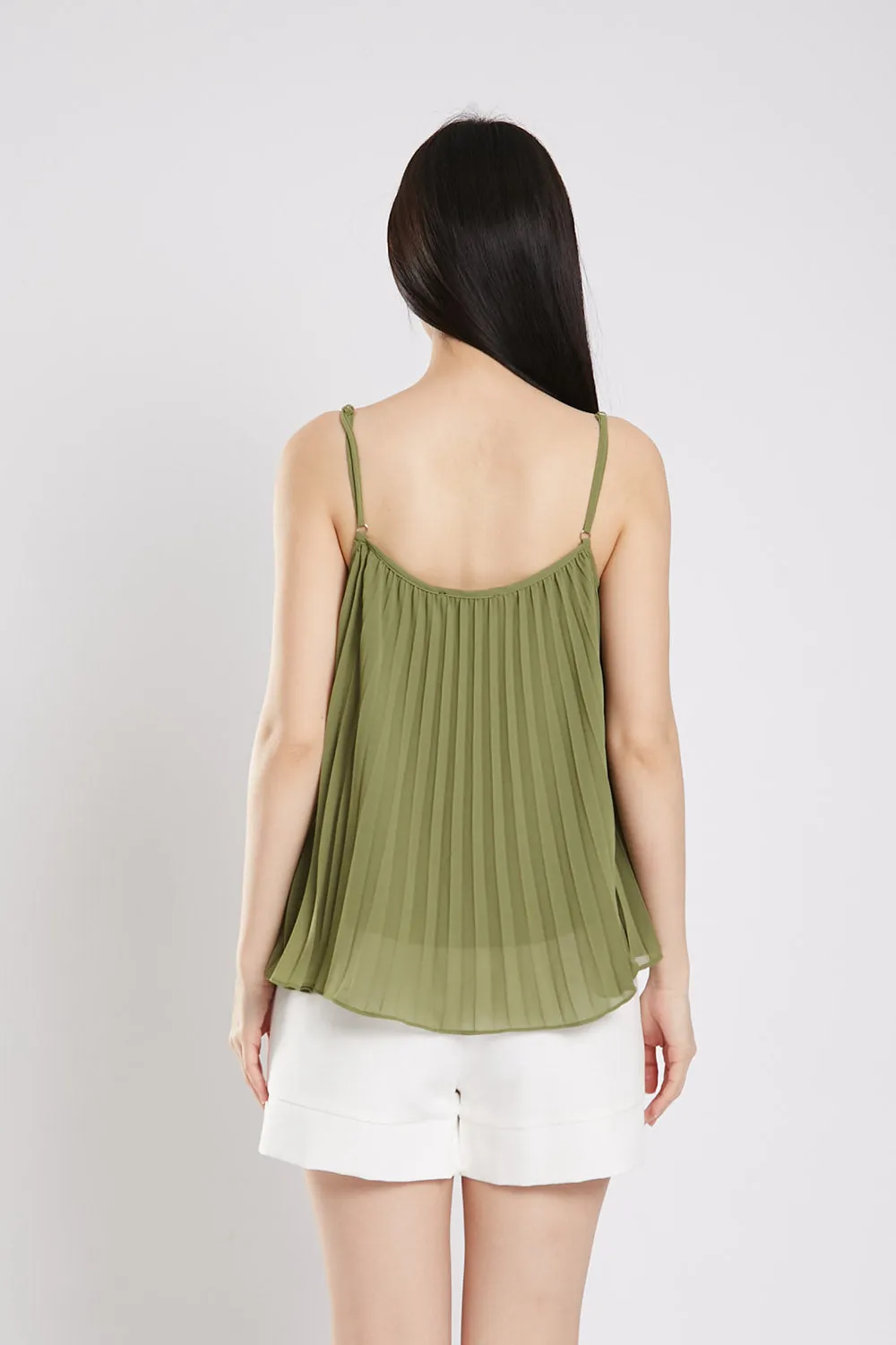 Valeria Pleat Top in Alamosa Green