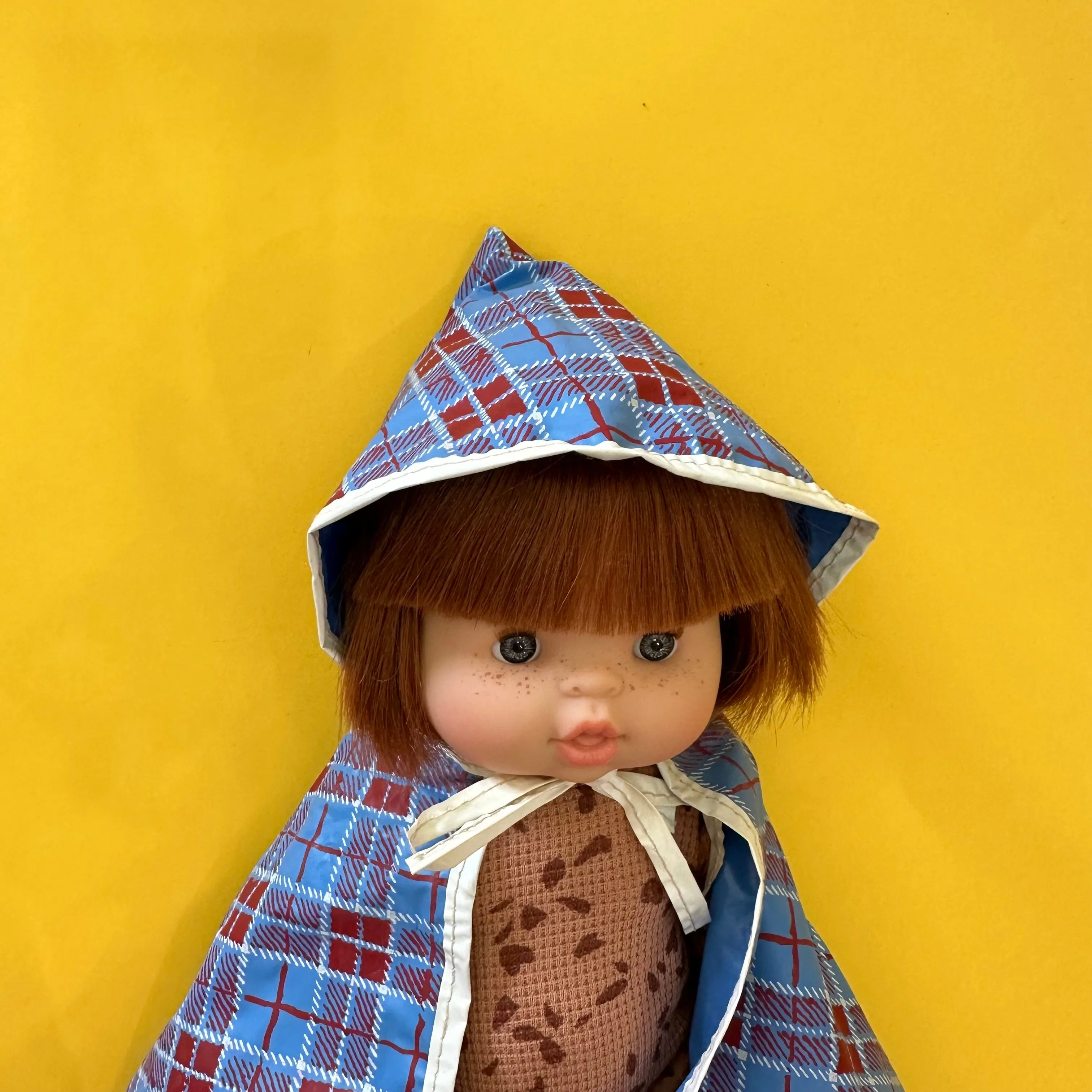 Vintage 1960s Plaid Doll Raincoat (fits Minikane Gordis doll)