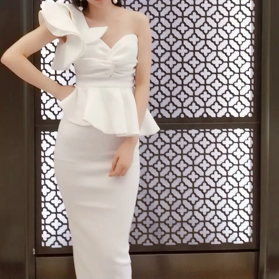 WINFREY Ruffle Peplum Dress