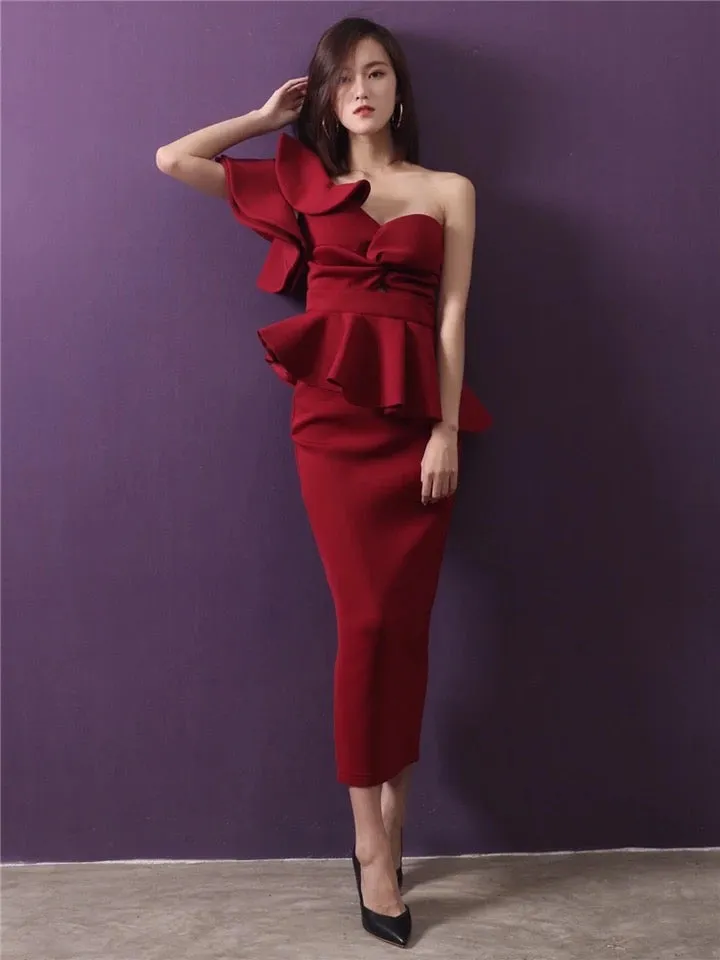 WINFREY Ruffle Peplum Dress