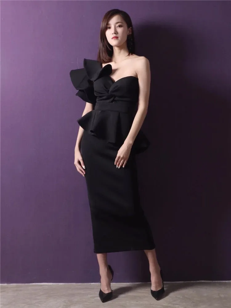 WINFREY Ruffle Peplum Dress