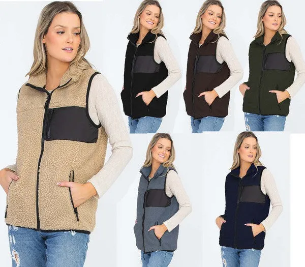 Women Sherpa Fleece Vest Top Jacket
