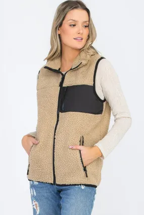 Women Sherpa Fleece Vest Top Jacket