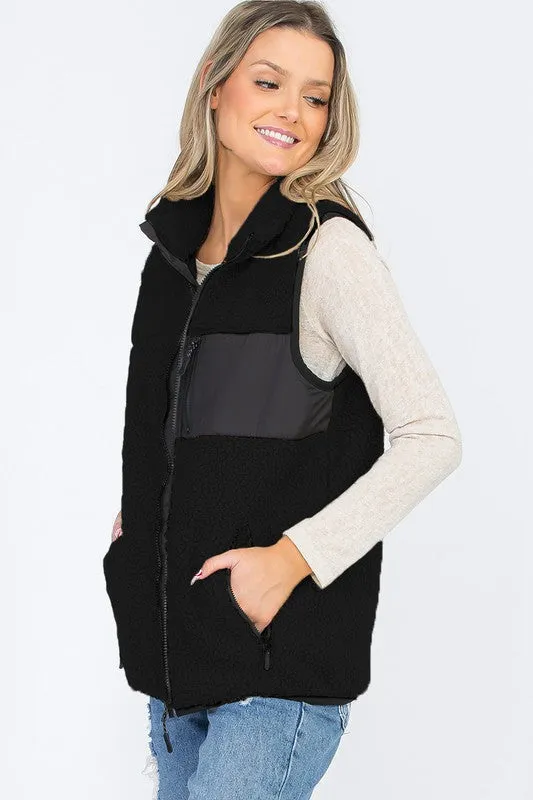 Women Sherpa Fleece Vest Top Jacket