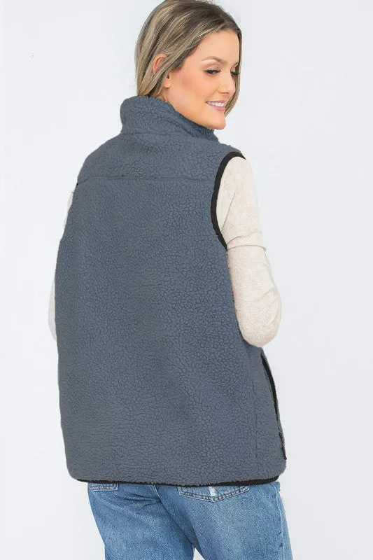 Women Sherpa Fleece Vest Top Jacket