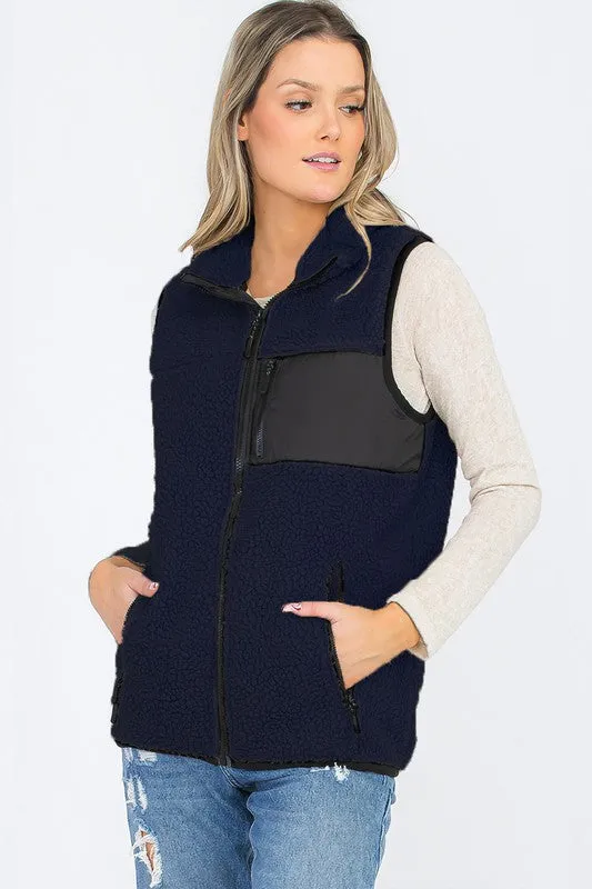 Women Sherpa Fleece Vest Top Jacket