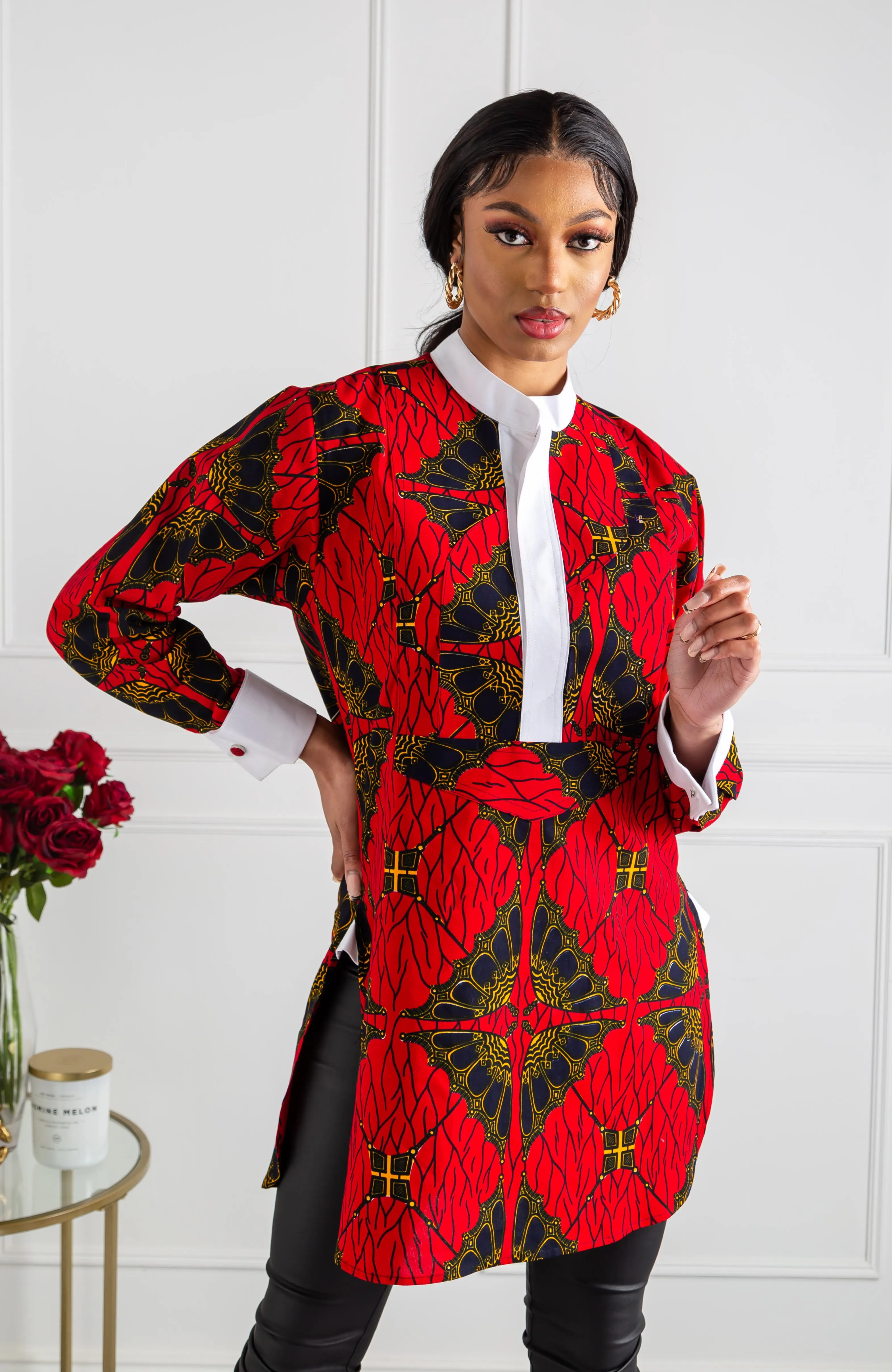 Womens African Dress Shirt | Unisex Etibo Style Long Sleeved Shirt - CORDELIA