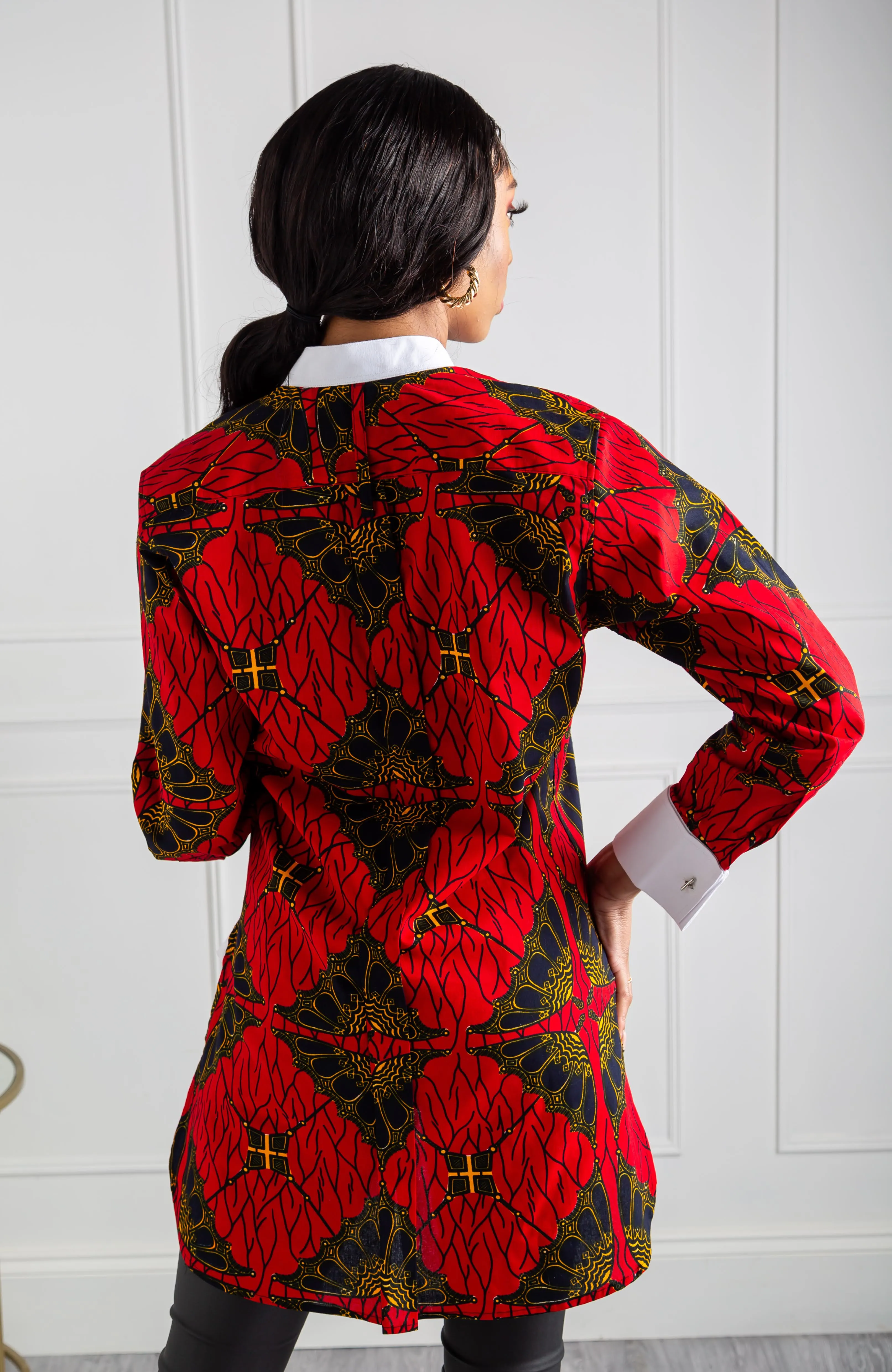Womens African Dress Shirt | Unisex Etibo Style Long Sleeved Shirt - CORDELIA