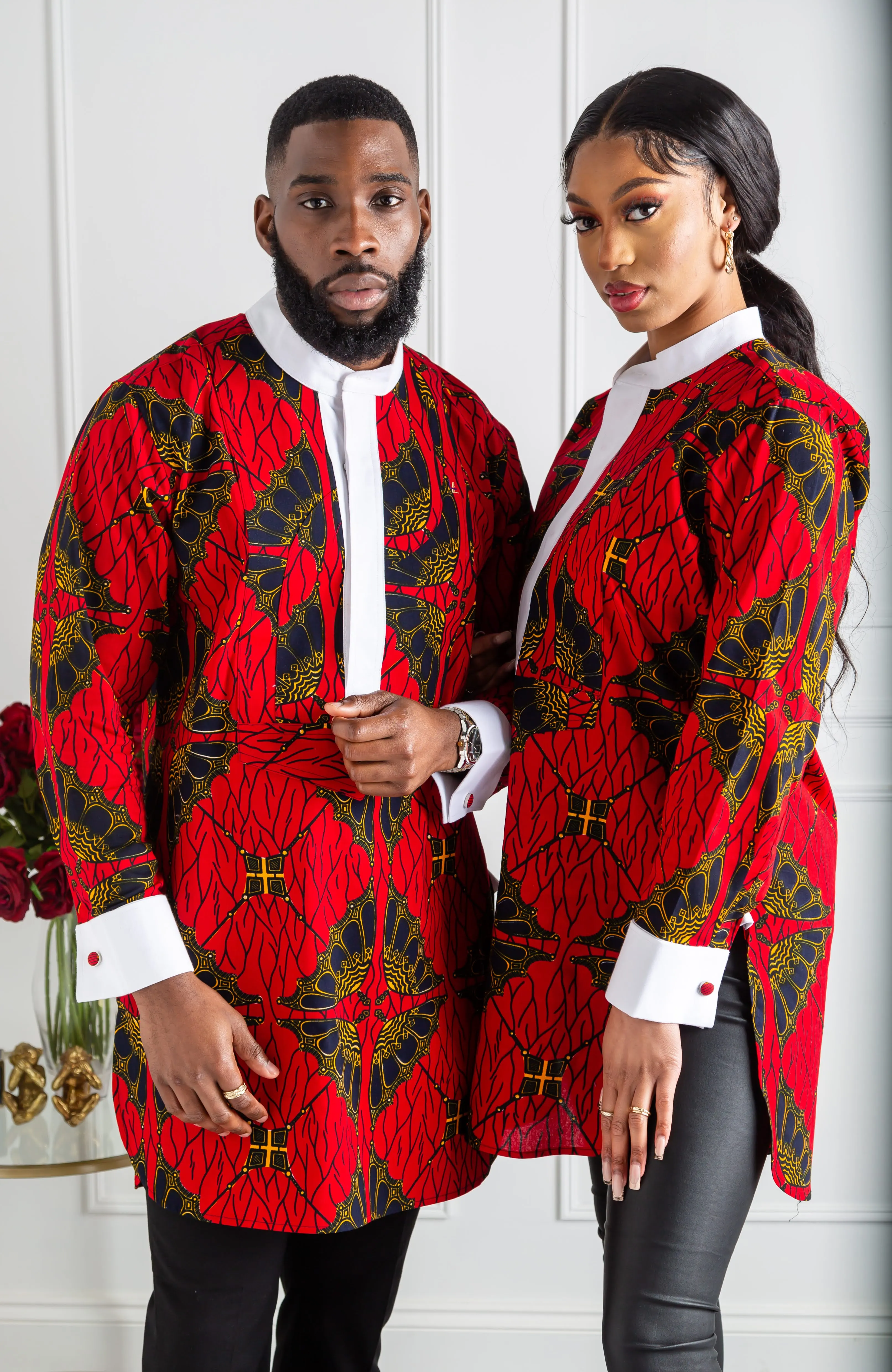 Womens African Dress Shirt | Unisex Etibo Style Long Sleeved Shirt - CORDELIA