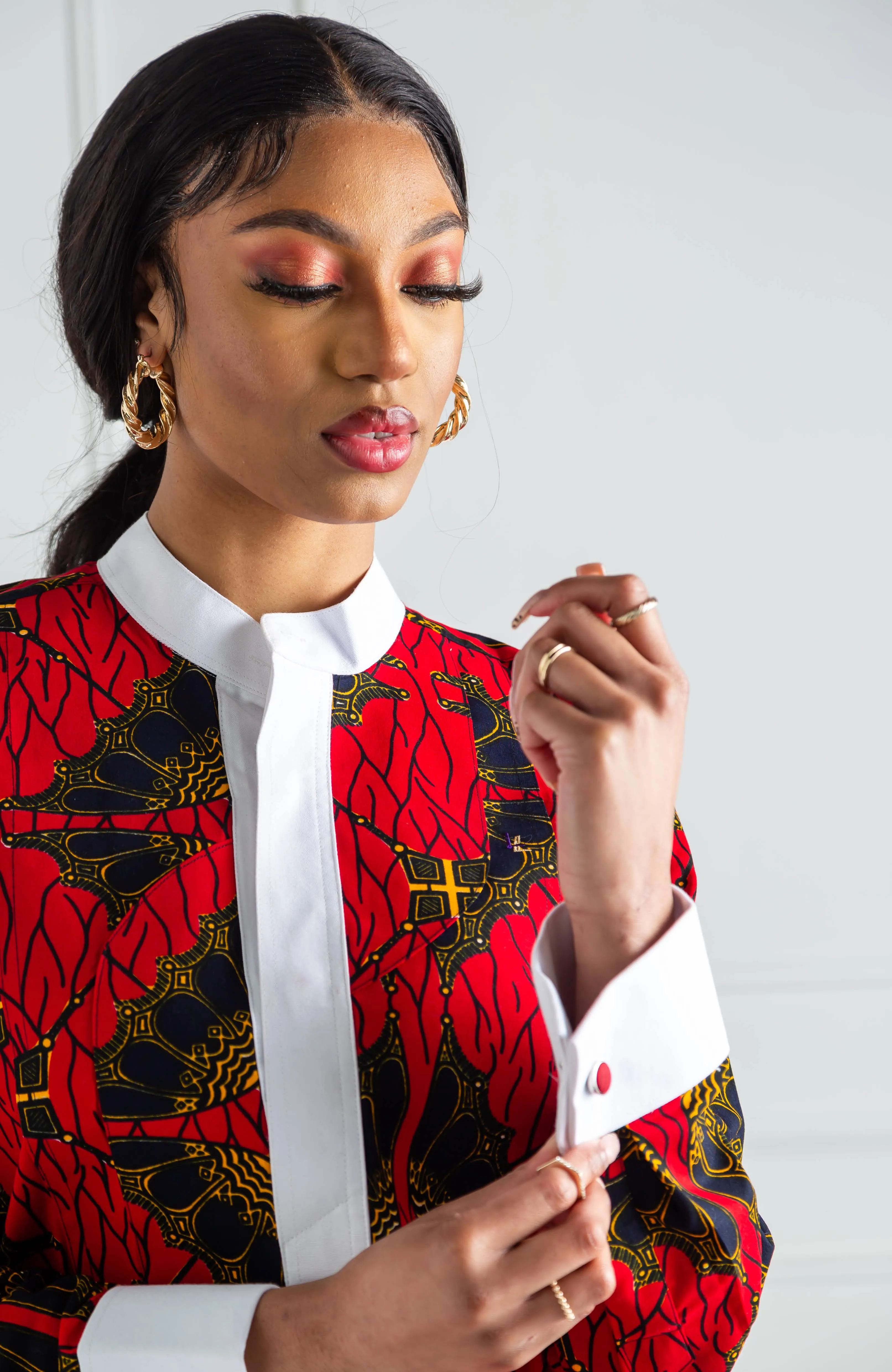 Womens African Dress Shirt | Unisex Etibo Style Long Sleeved Shirt - CORDELIA