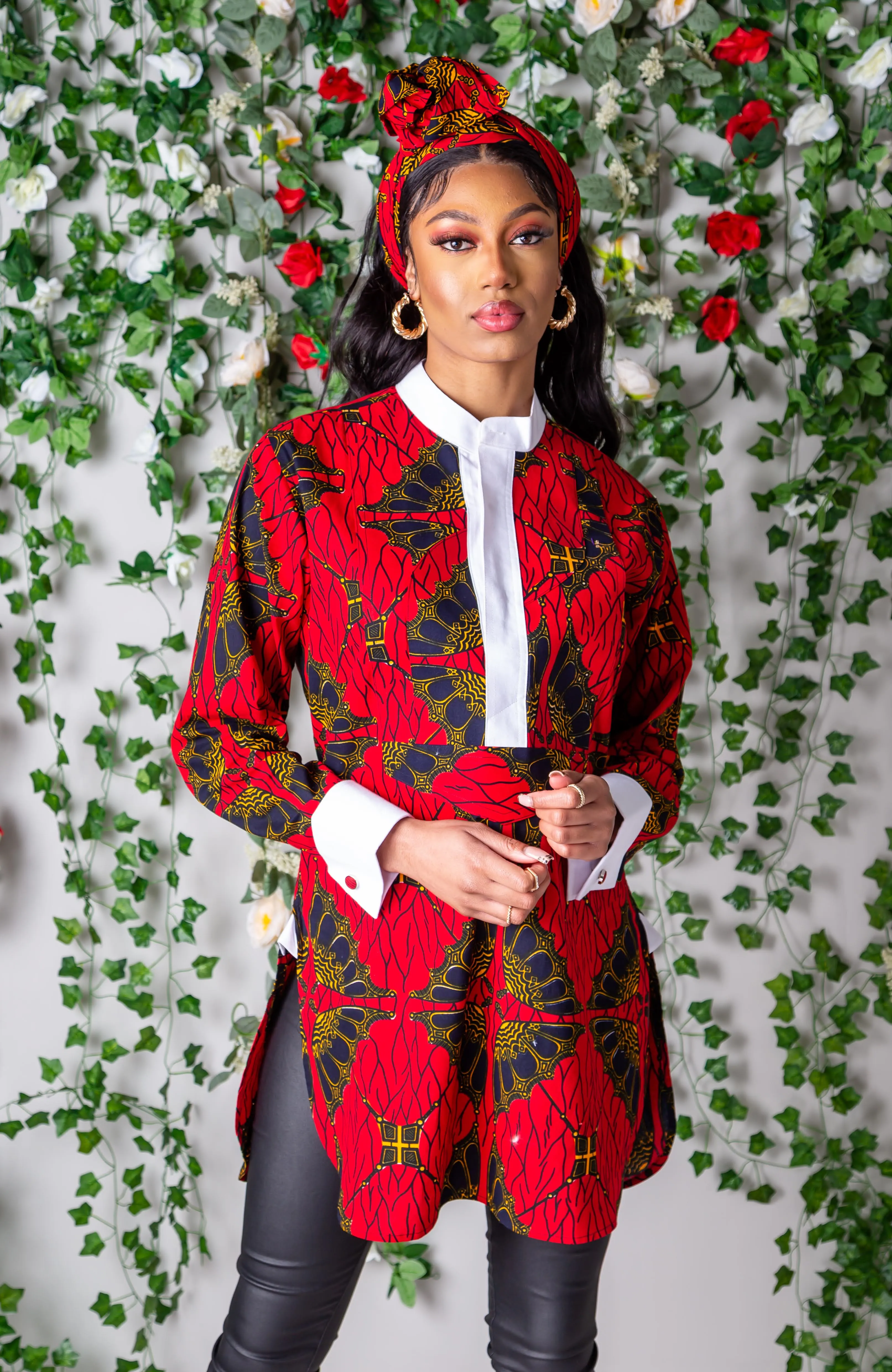 Womens African Dress Shirt | Unisex Etibo Style Long Sleeved Shirt - CORDELIA