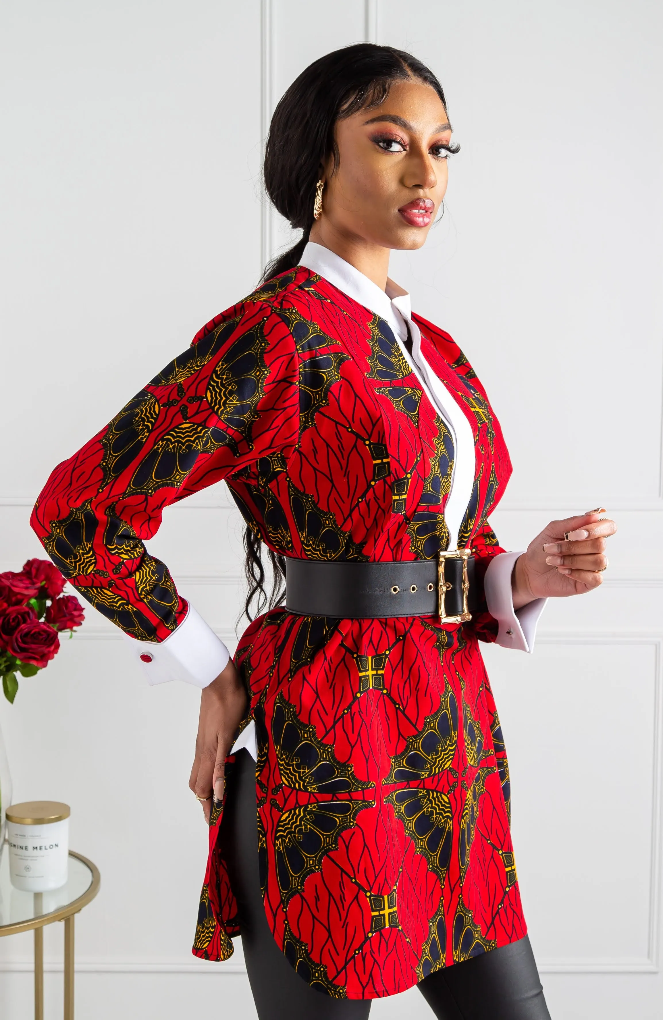 Womens African Dress Shirt | Unisex Etibo Style Long Sleeved Shirt - CORDELIA