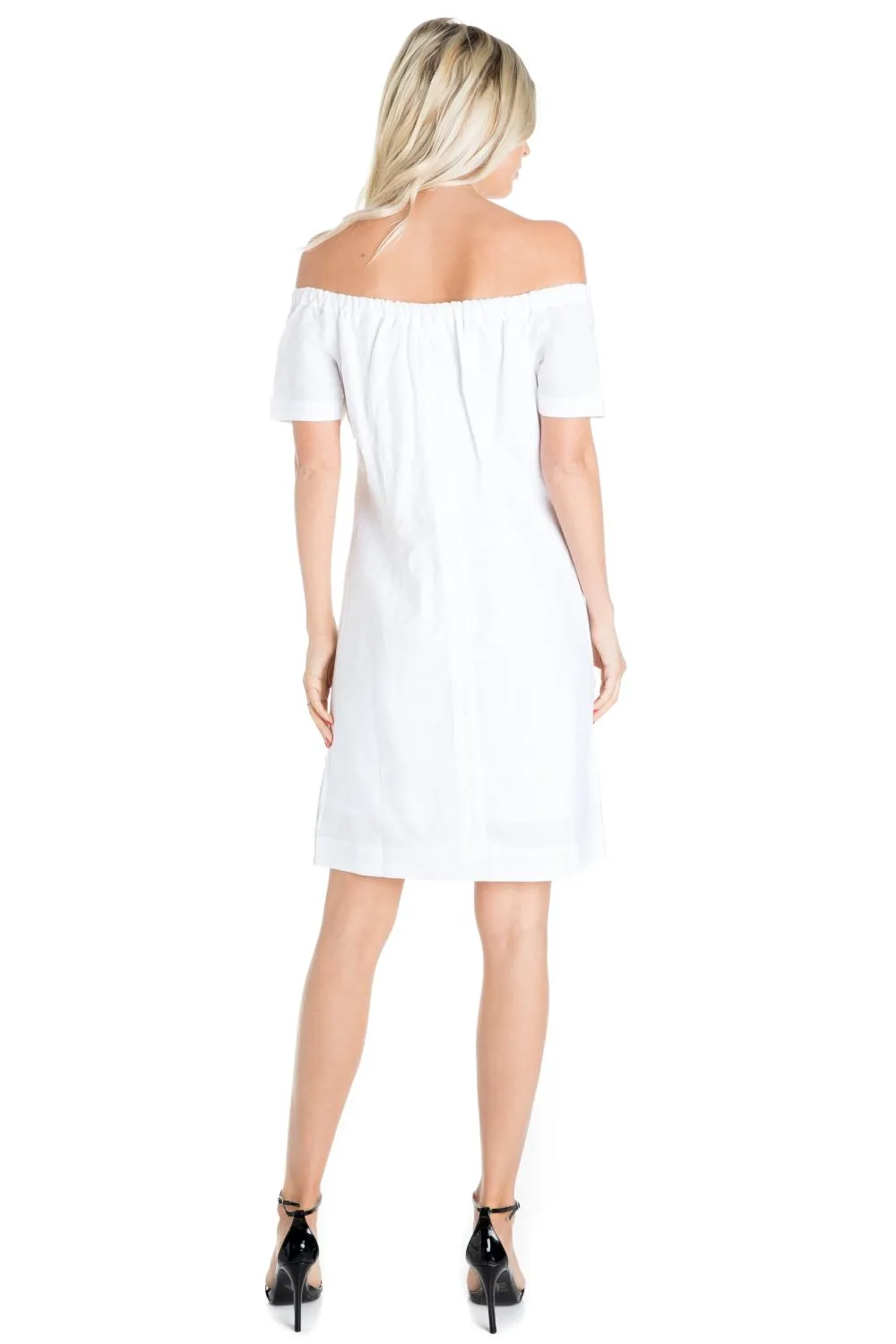 Women's Guayabera Dress Sexy Off Shoulder Linen Blend Button Down
