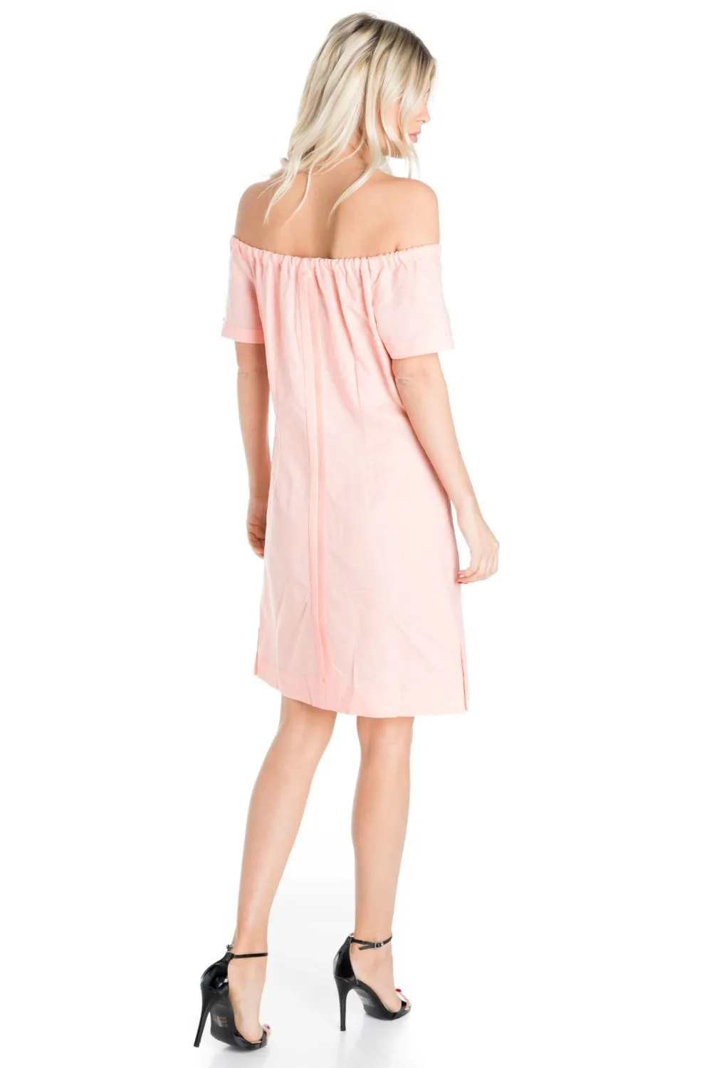 Women's Guayabera Dress Sexy Off Shoulder Linen Blend Button Down
