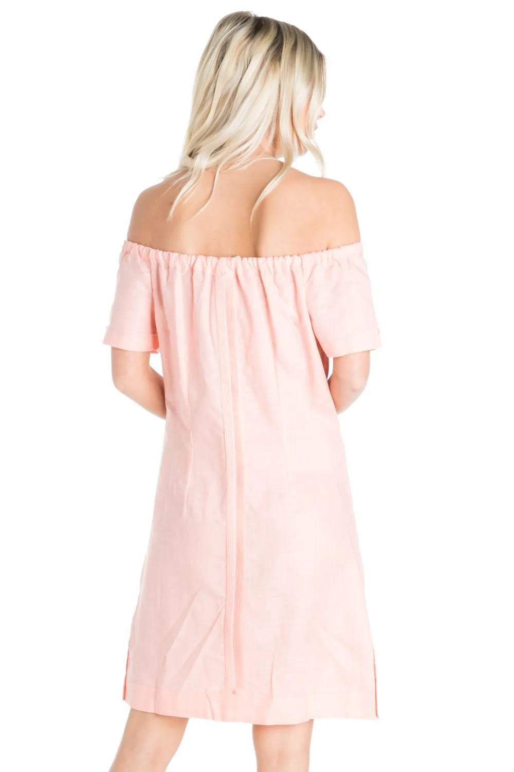 Women's Guayabera Dress Sexy Off Shoulder Linen Blend Button Down