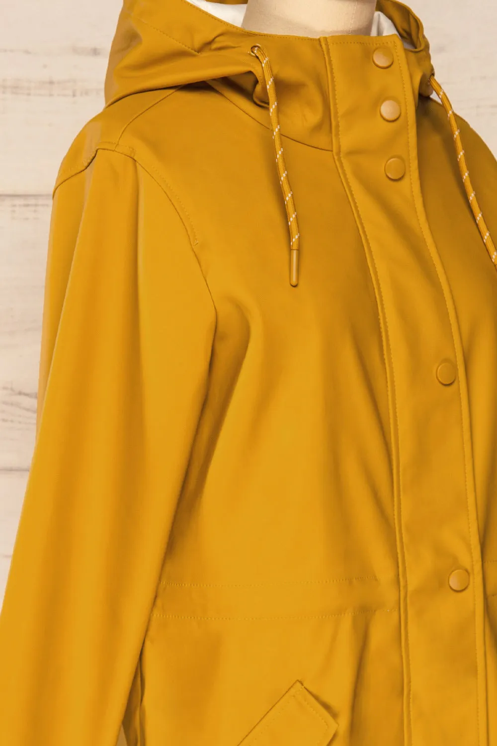 Xito Mustard | Hooded Raincoat w/ Drawstring