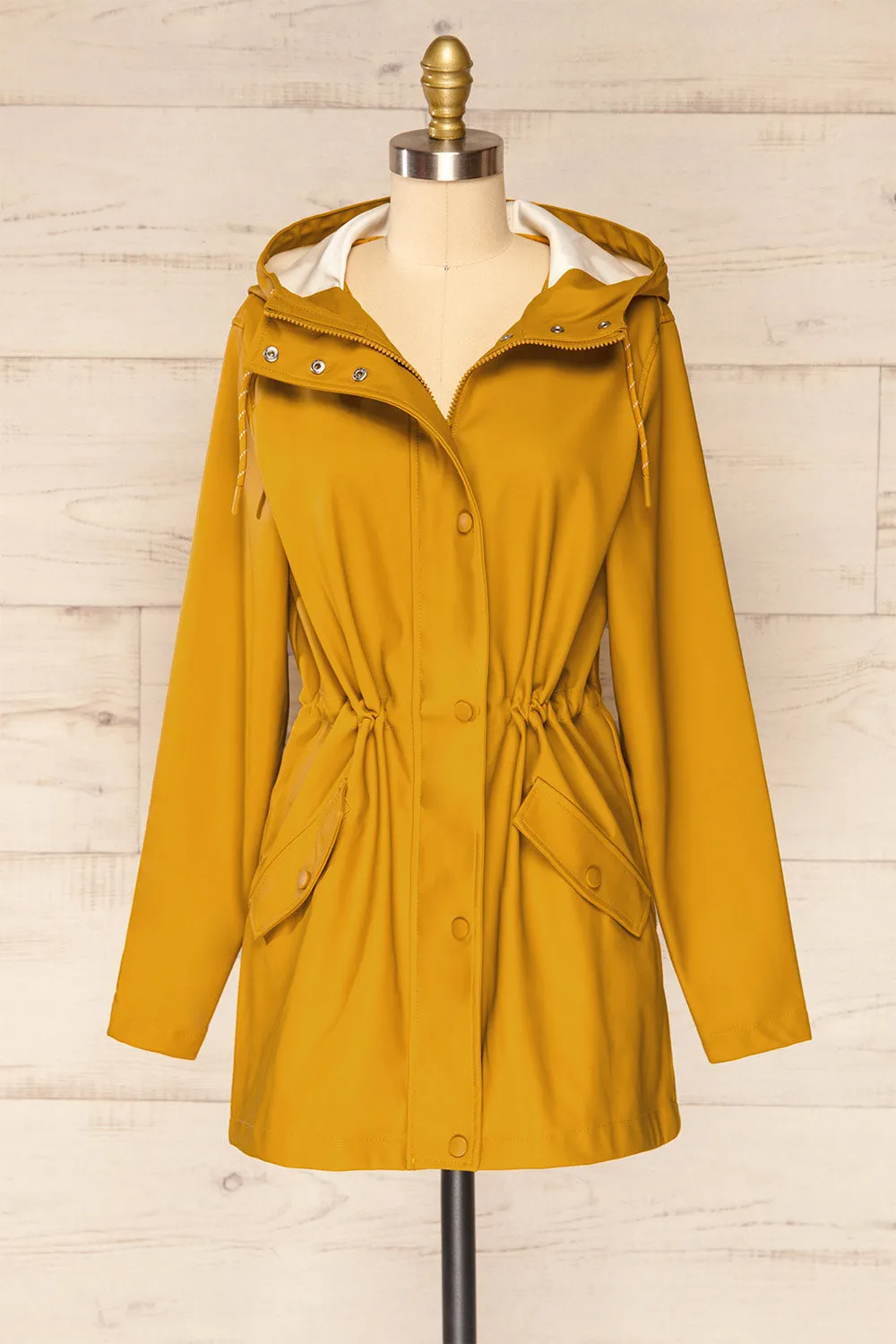 Xito Mustard | Hooded Raincoat w/ Drawstring