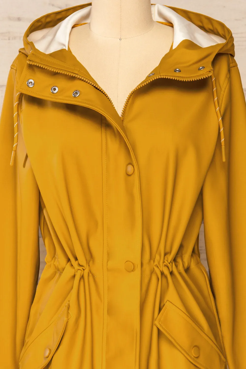 Xito Mustard | Hooded Raincoat w/ Drawstring