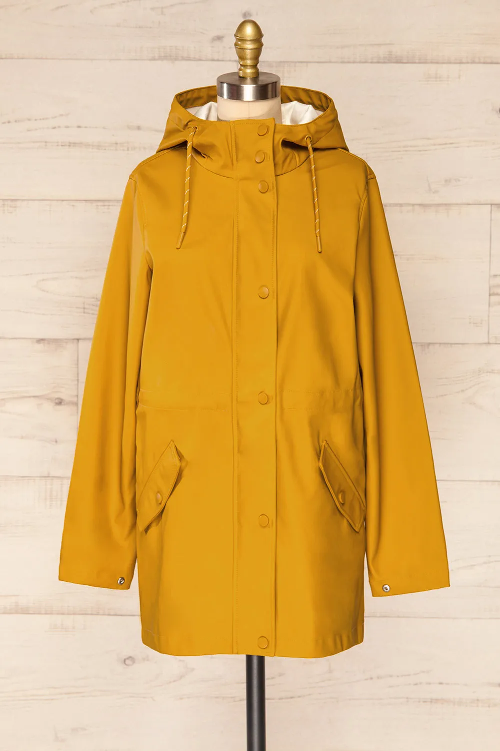 Xito Mustard | Hooded Raincoat w/ Drawstring