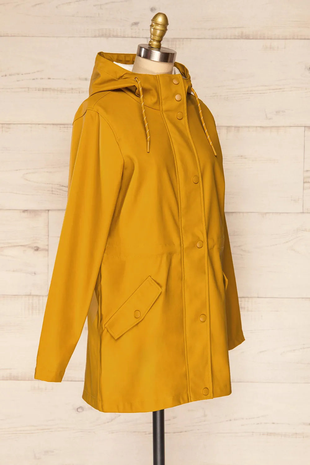 Xito Mustard | Hooded Raincoat w/ Drawstring