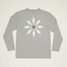 YR Flower Mock Neck Long Sleeve T-Shirt (Heather Gray)