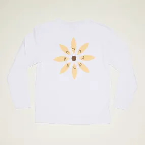 YR Flower Mock Neck Long Sleeve T-Shirt (White)